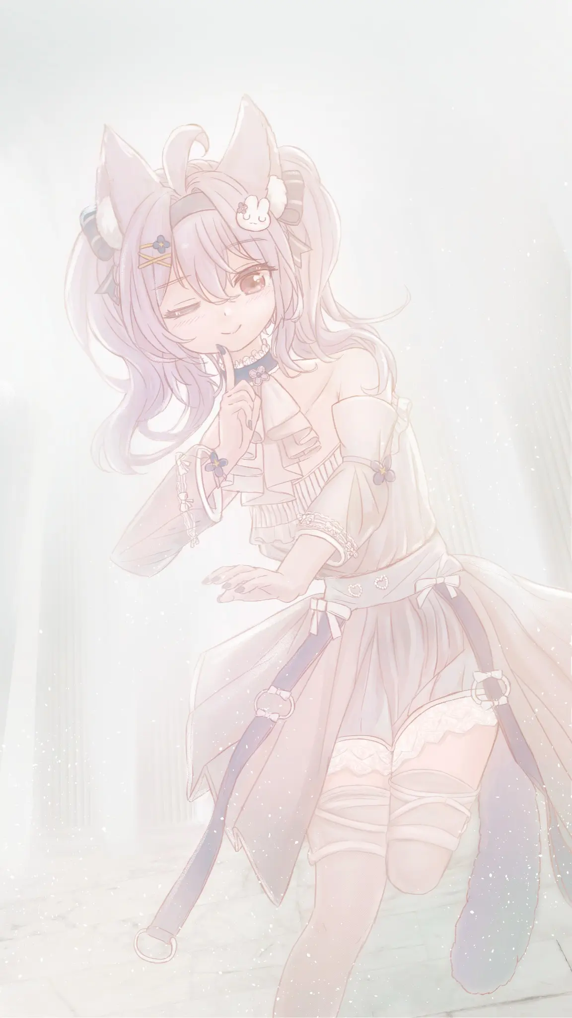 柔光中的猫耳少女角色插画