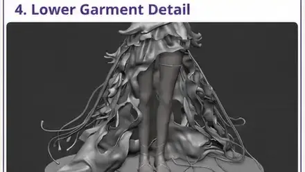 Kurage ZBrush 下身裙摆与触须细节